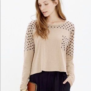 Madewell T-shirt long sleeved XS polka dot cream